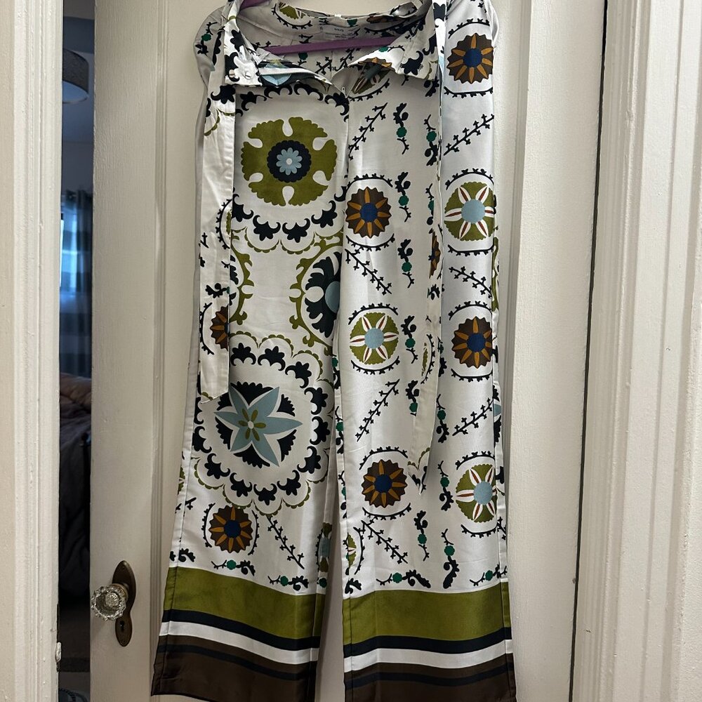 MANGO Printed Wide-Leg Pants – Size Small - Picture 6 of 14